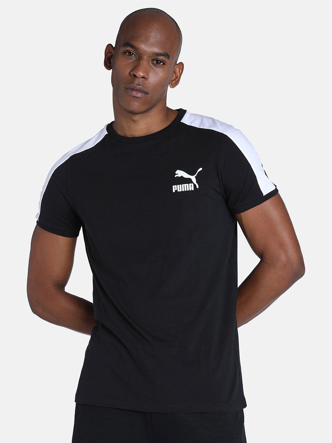 puma t7 iconic side panel detail slim-fit cotton t-shirt