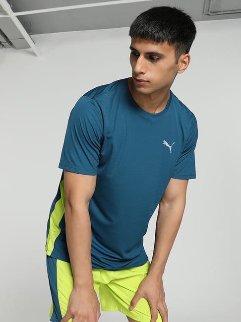 puma teal blue regular fit running t-shirt