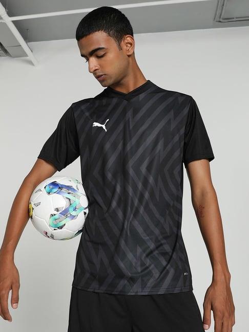 puma teamglory black slim fit printed jersey