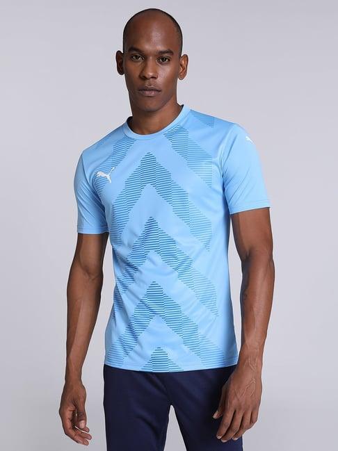 puma teamglory light blue slim fit printed jersey