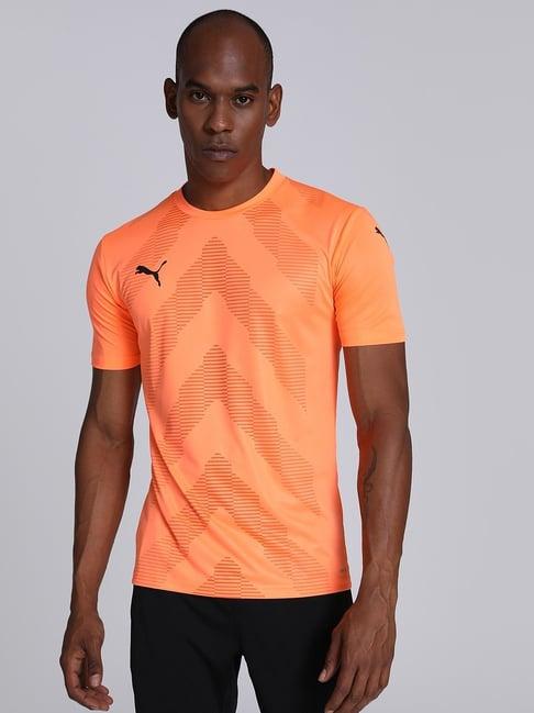 puma teamglory orange slim fit printed jersey