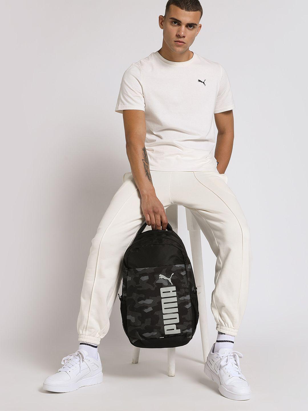 puma unisex black & grey brand logo backpack
