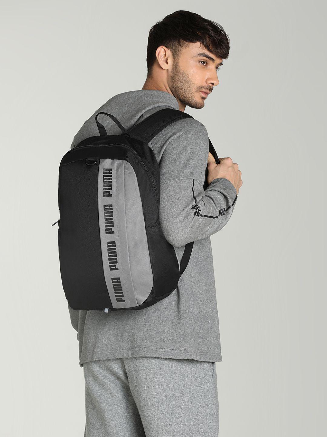 puma unisex black & grey solid phase backpack