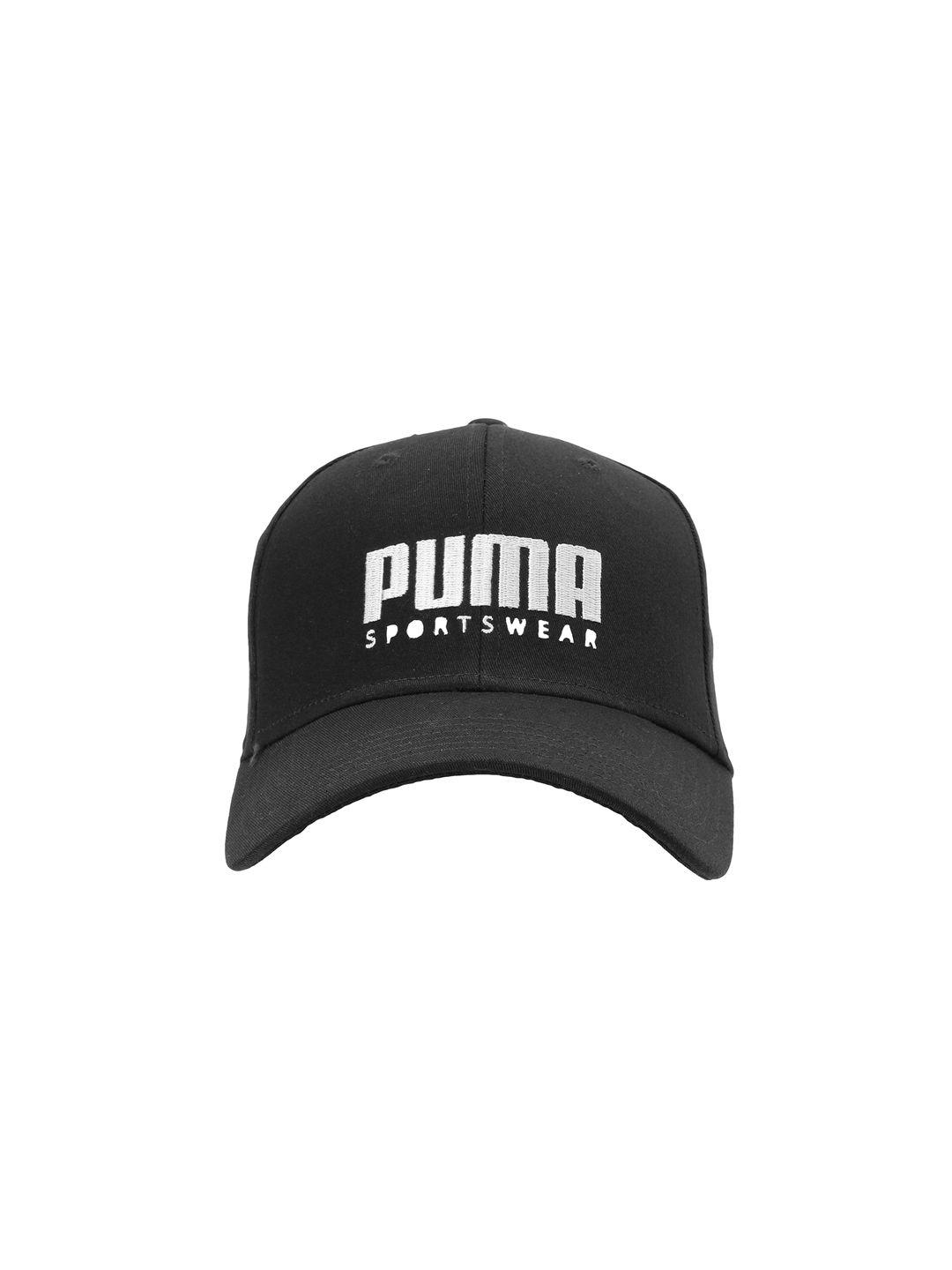 puma unisex black & white solid stretchfit baseball cap