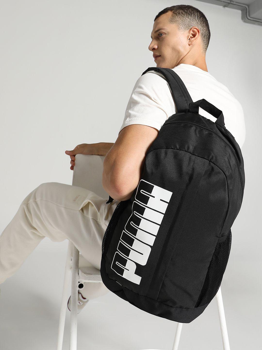 puma unisex black brand logo plus ii laptop backpack