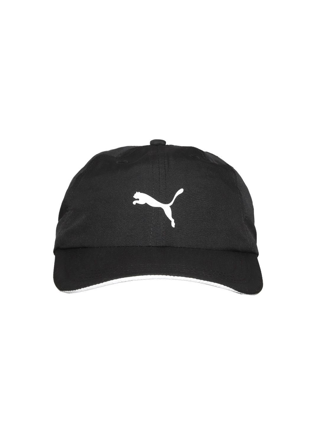 puma unisex black brand logo printed visor cap