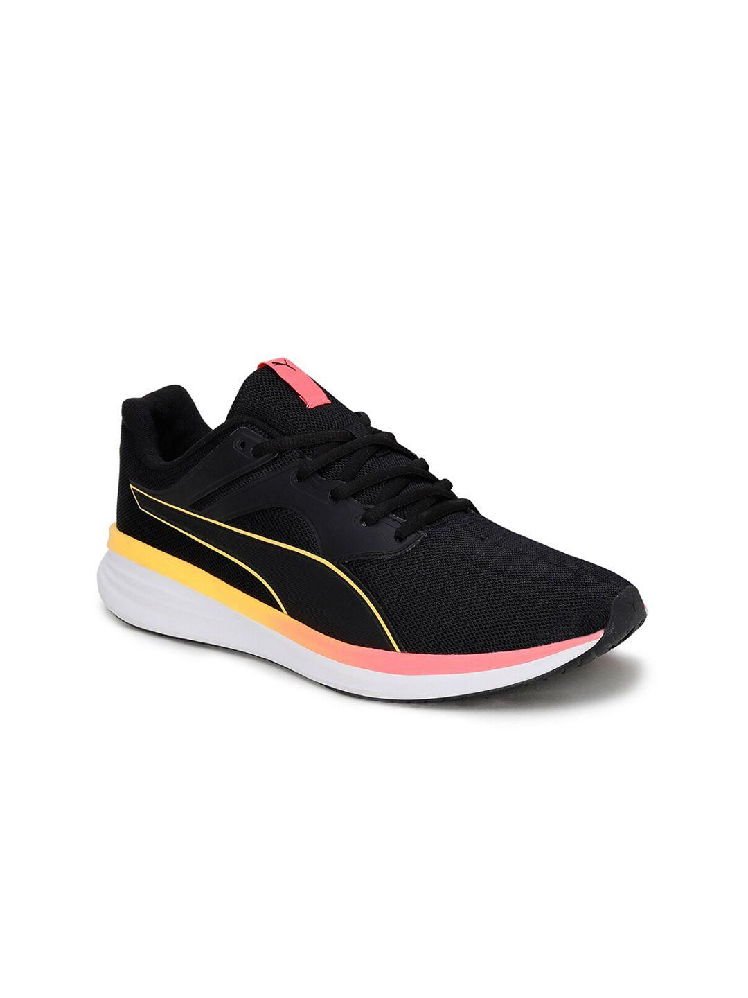 puma unisex black transport textile running shoes