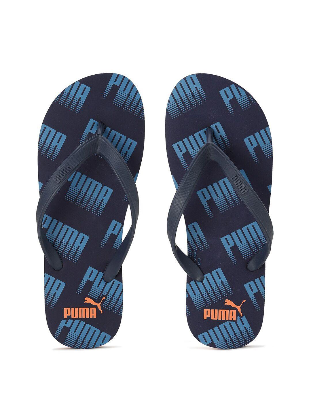 puma unisex blue & black triumph thong flip-flops