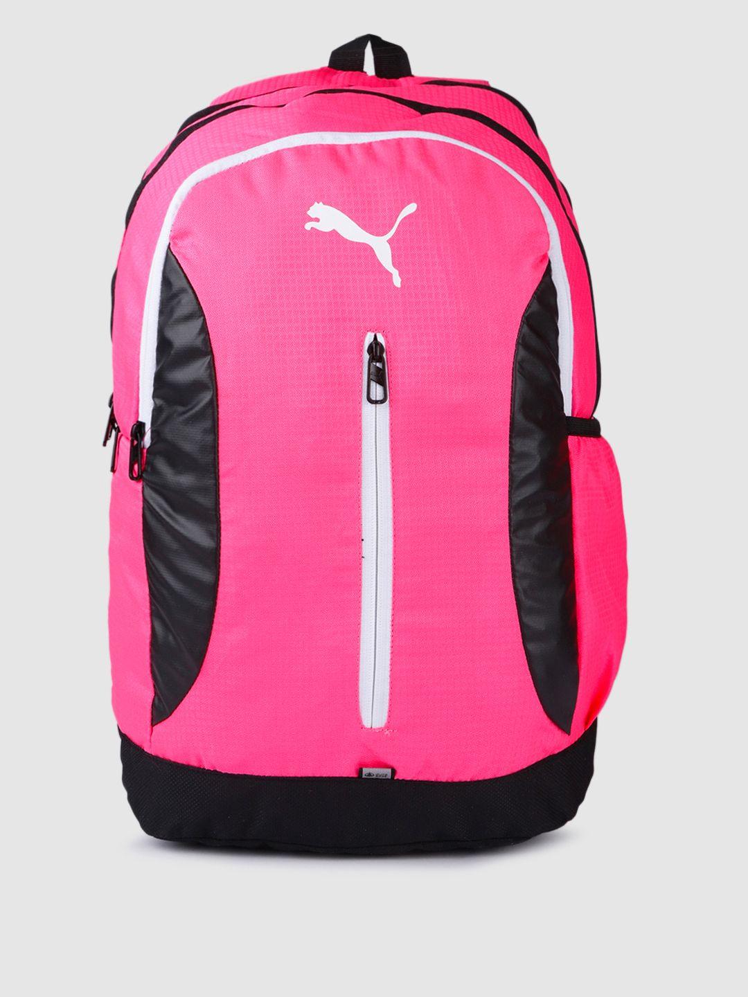 puma unisex brand logo print & minute checks zipper laptop backpack