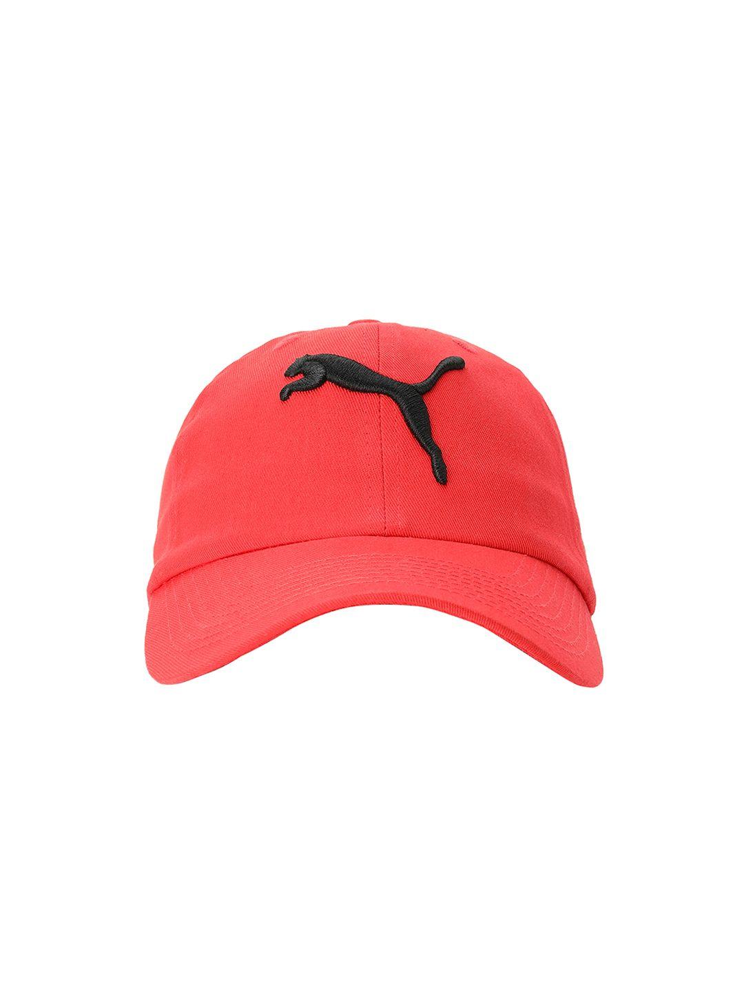 puma unisex coral orange embroidered baseball cap