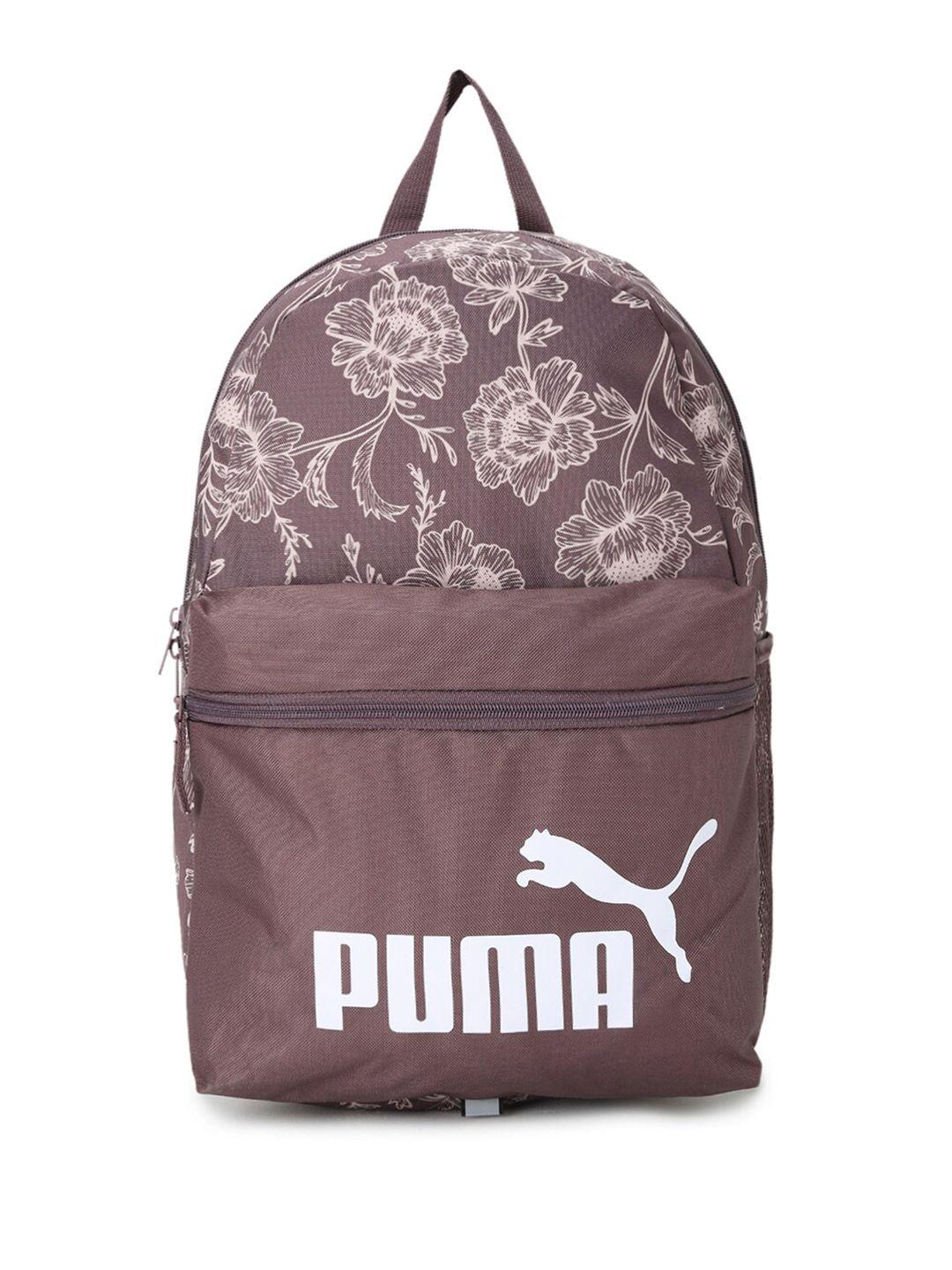 puma unisex floral & brand logo printed backpacks