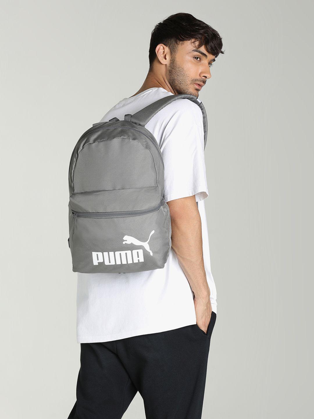 puma unisex grey brand logo phase backpack