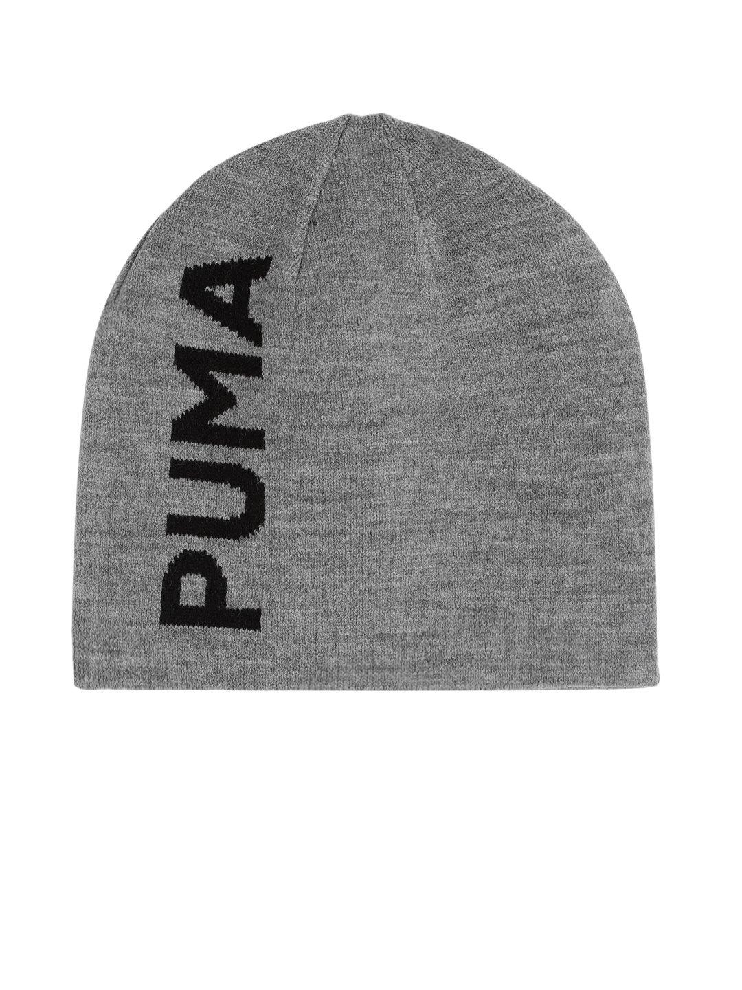 puma unisex grey essential classic cuffless self design beanie
