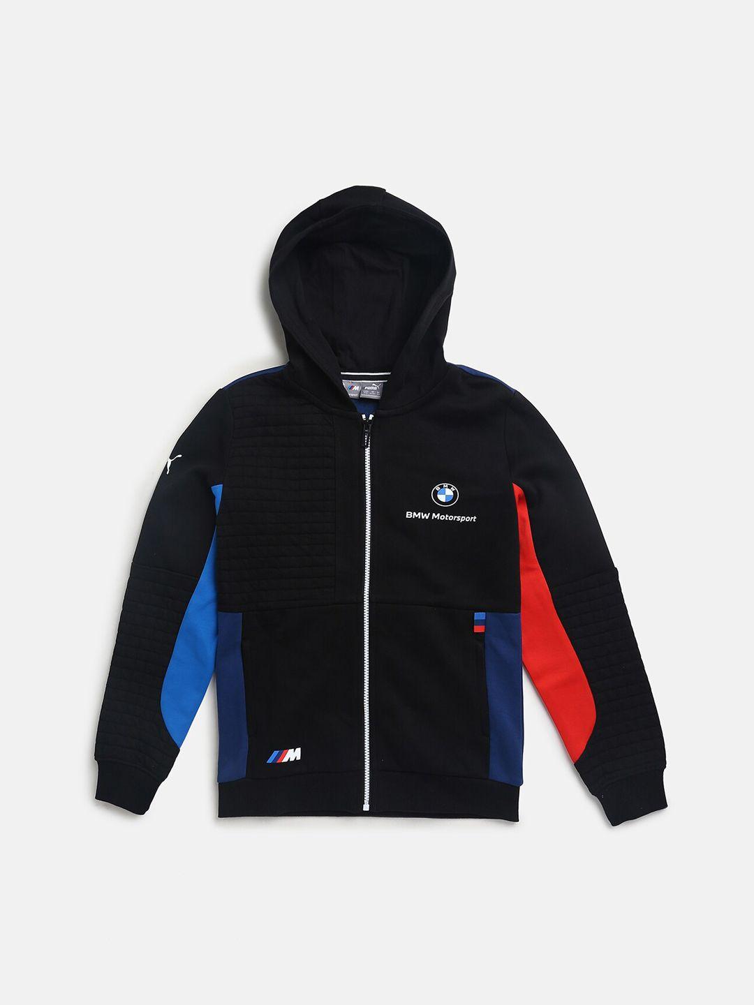 puma unisex kids black & blue bmw m motorsport full-zip sweat jacket