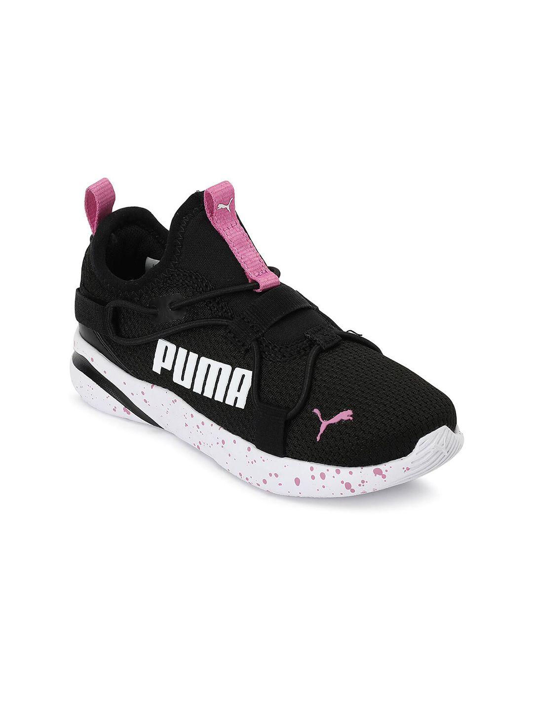 puma unisex kids black rift speckle running shoes