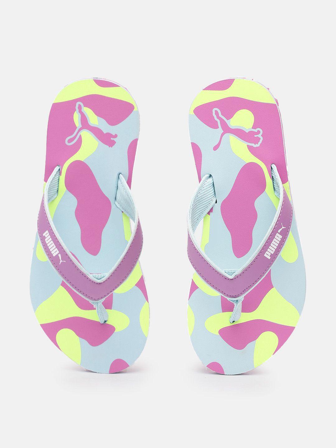 puma unisex multicoloured abstract printed thong flip-flops