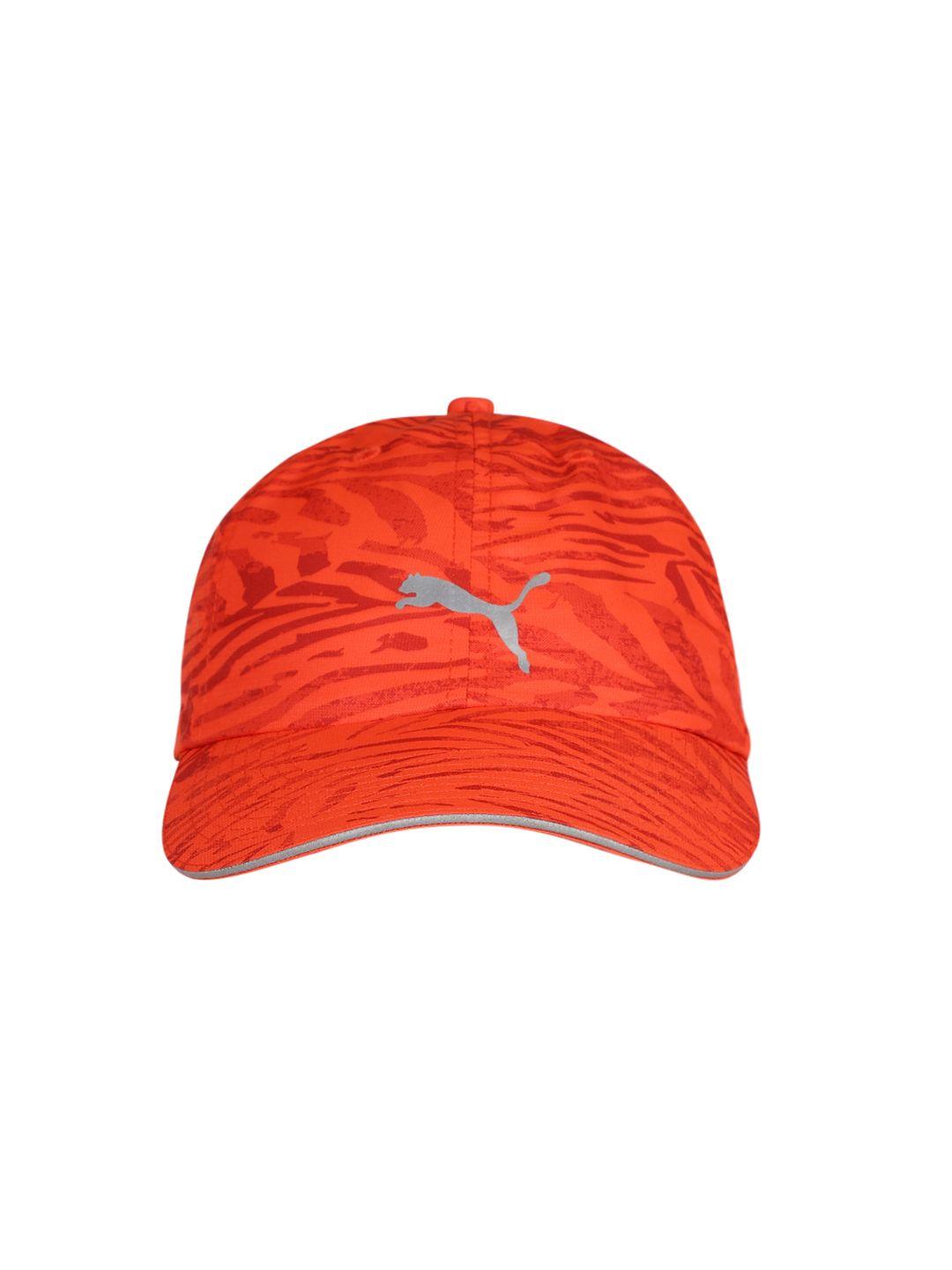 puma unisex orange printed snapback cap