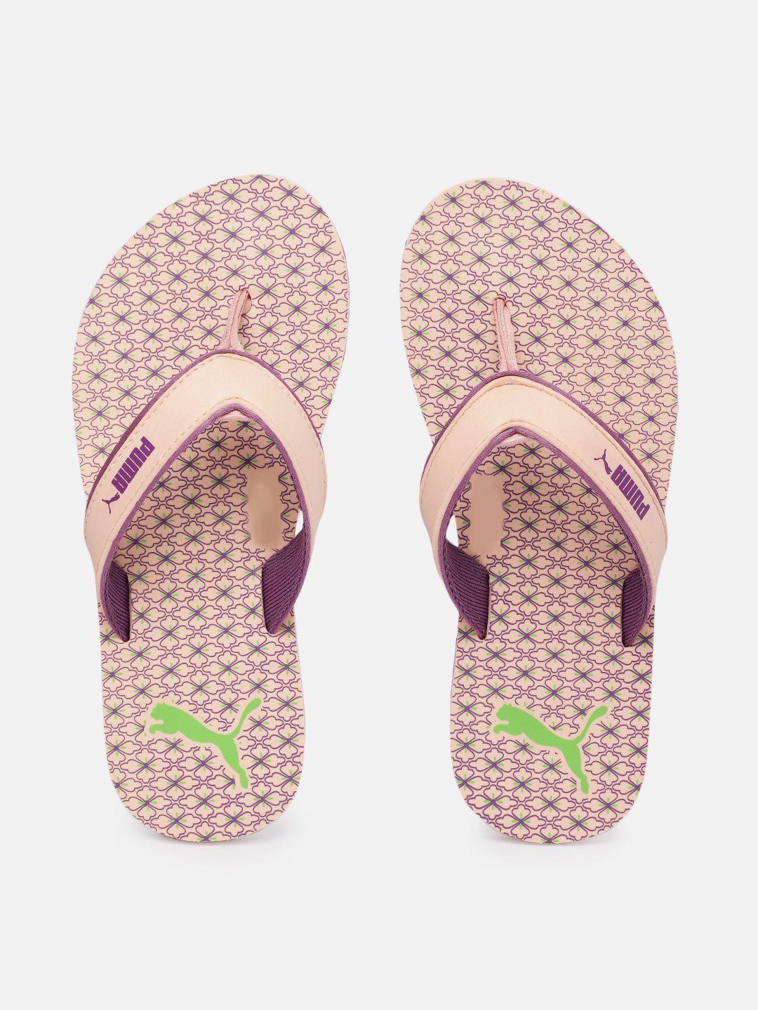 puma unisex pink solid thong flip-flops