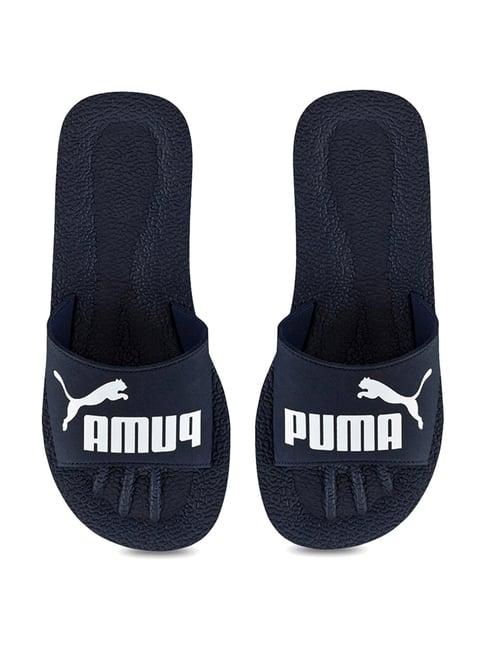 puma unisex purecat peacoat & white slides