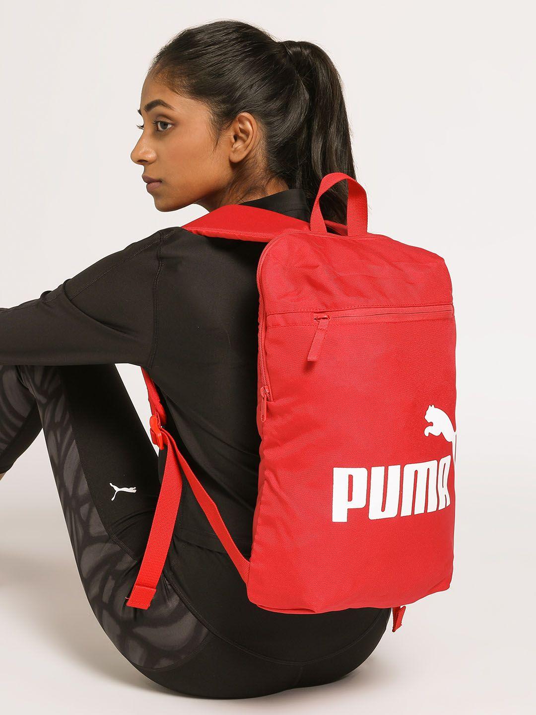 puma unisex red brand logo backpack