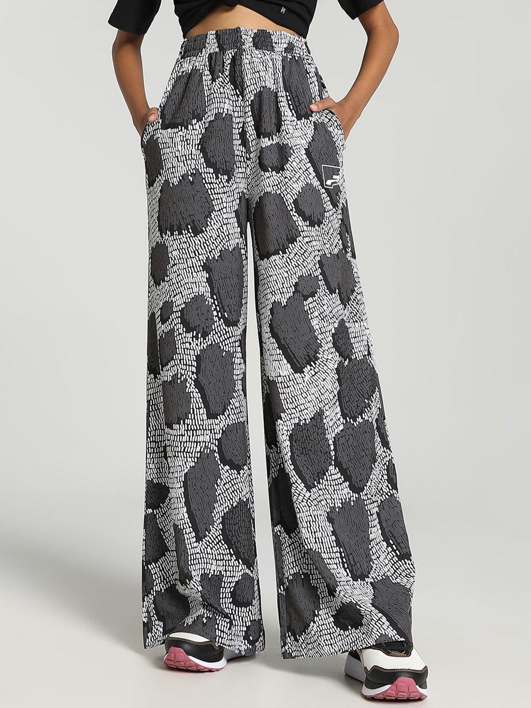 puma uptown graphic wide-leg mid-rise  relaxed-fit track pants