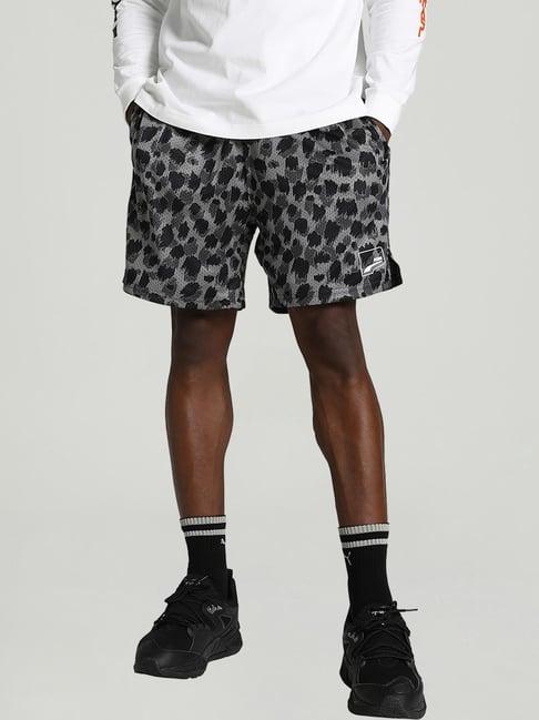 puma uptown stick to it black relaxed fit printed shorts