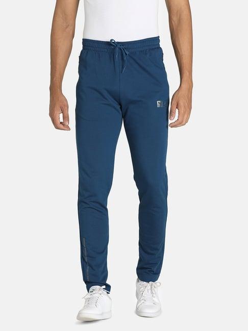 puma vk one8 blue cotton slim fit printed trackpants