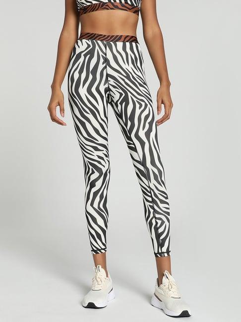 puma white & black printed sports leggings