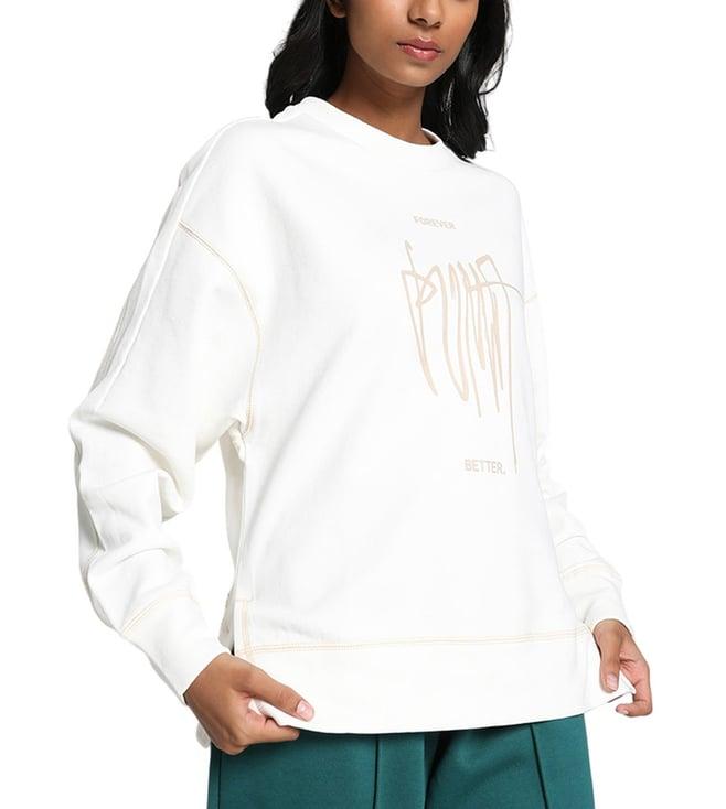 puma white classics logo relaxed fit sweatshirt