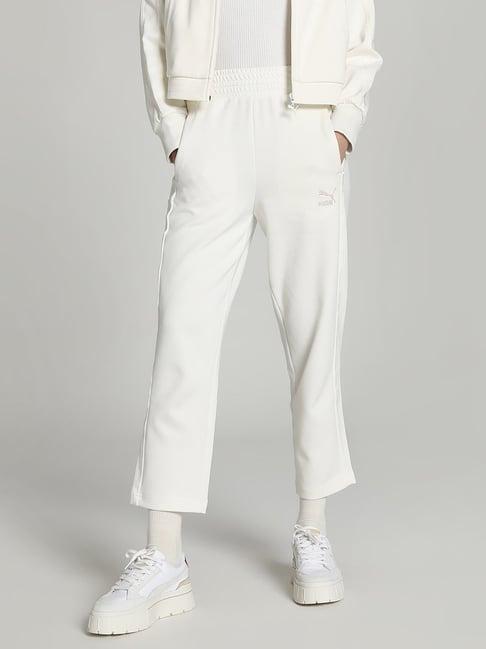 puma white cotton high rise track pants