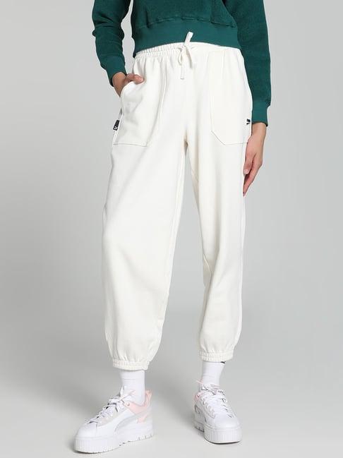 puma white cotton joggers