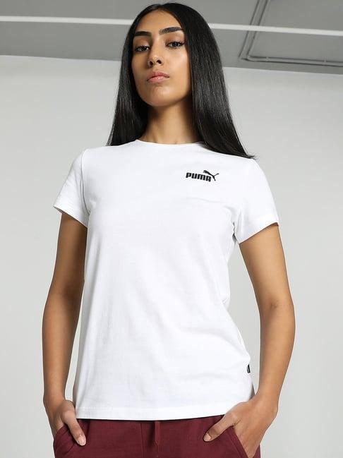 puma white cotton logo print t-shirt