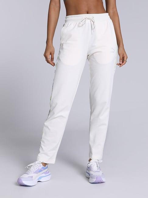 puma white cotton printed pants