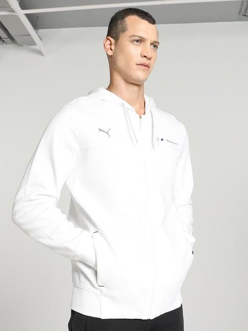 puma white cotton regular fit hooded sweatshirt