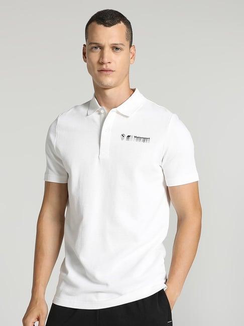 puma white cotton regular fit polo t-shirt