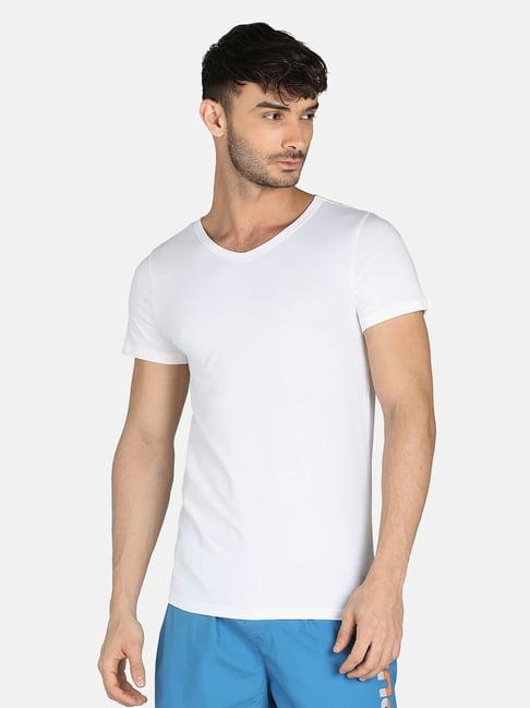 puma white cotton regular fit t-shirt - pack of 2