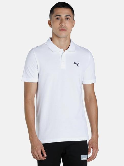 puma white cotton slim fit polo t-shirts