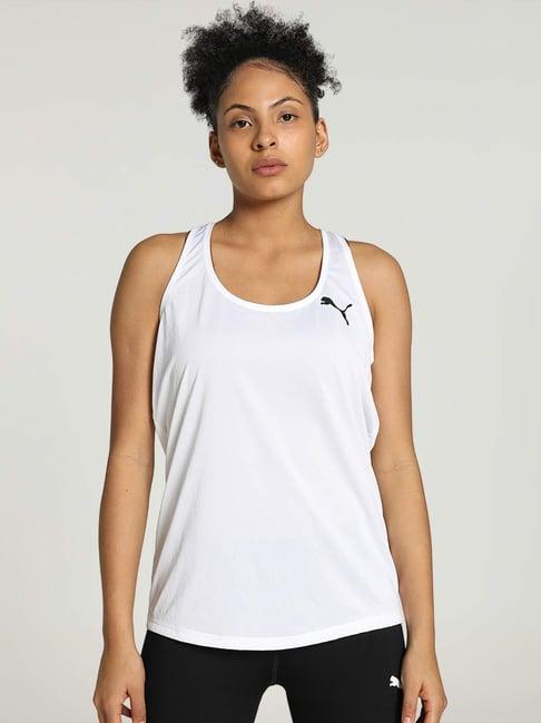 puma white logo print sports tank top