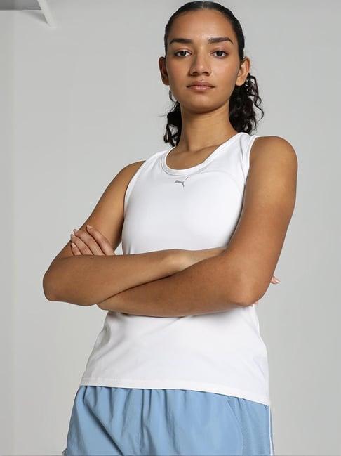 puma white logo print sports tank top