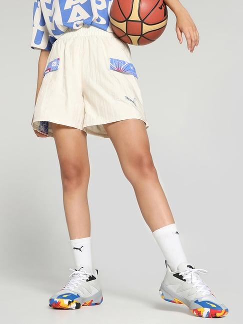 puma white printed sports shorts