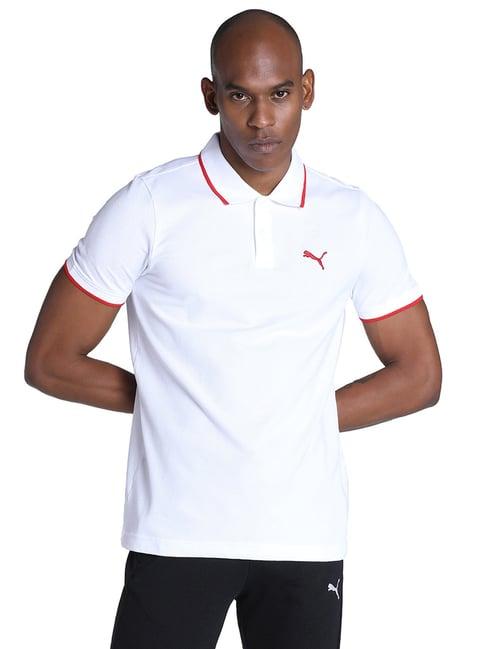 puma white slim fit polo t-shirt