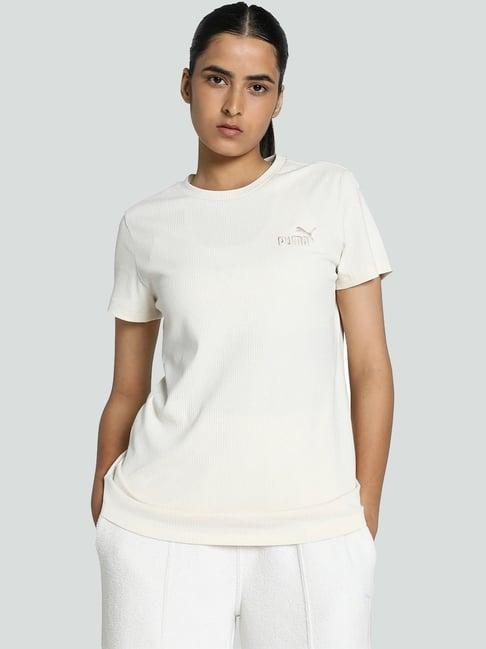 puma white striped sports t-shirt