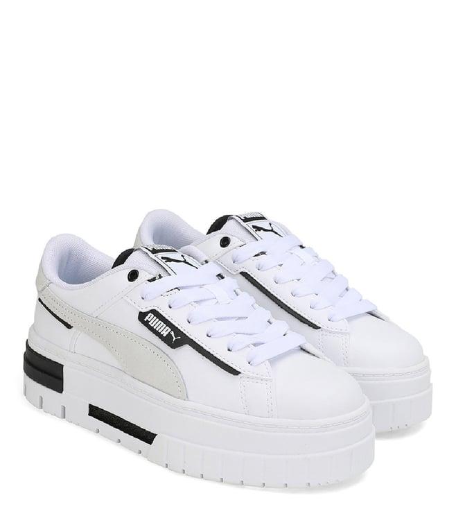 puma women's mayze crashed white sneakers