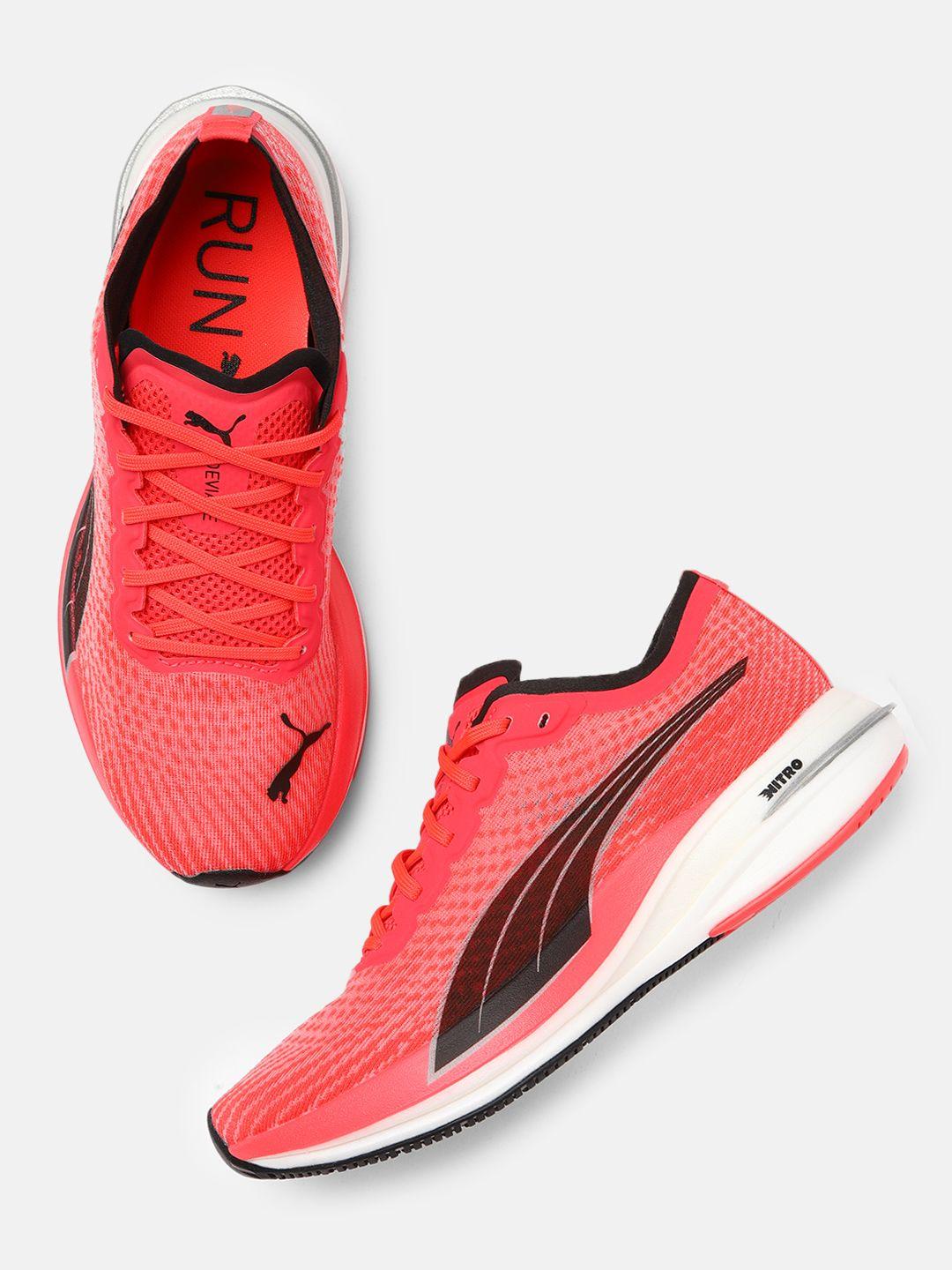 puma women black & coral deviate nitro running shoes