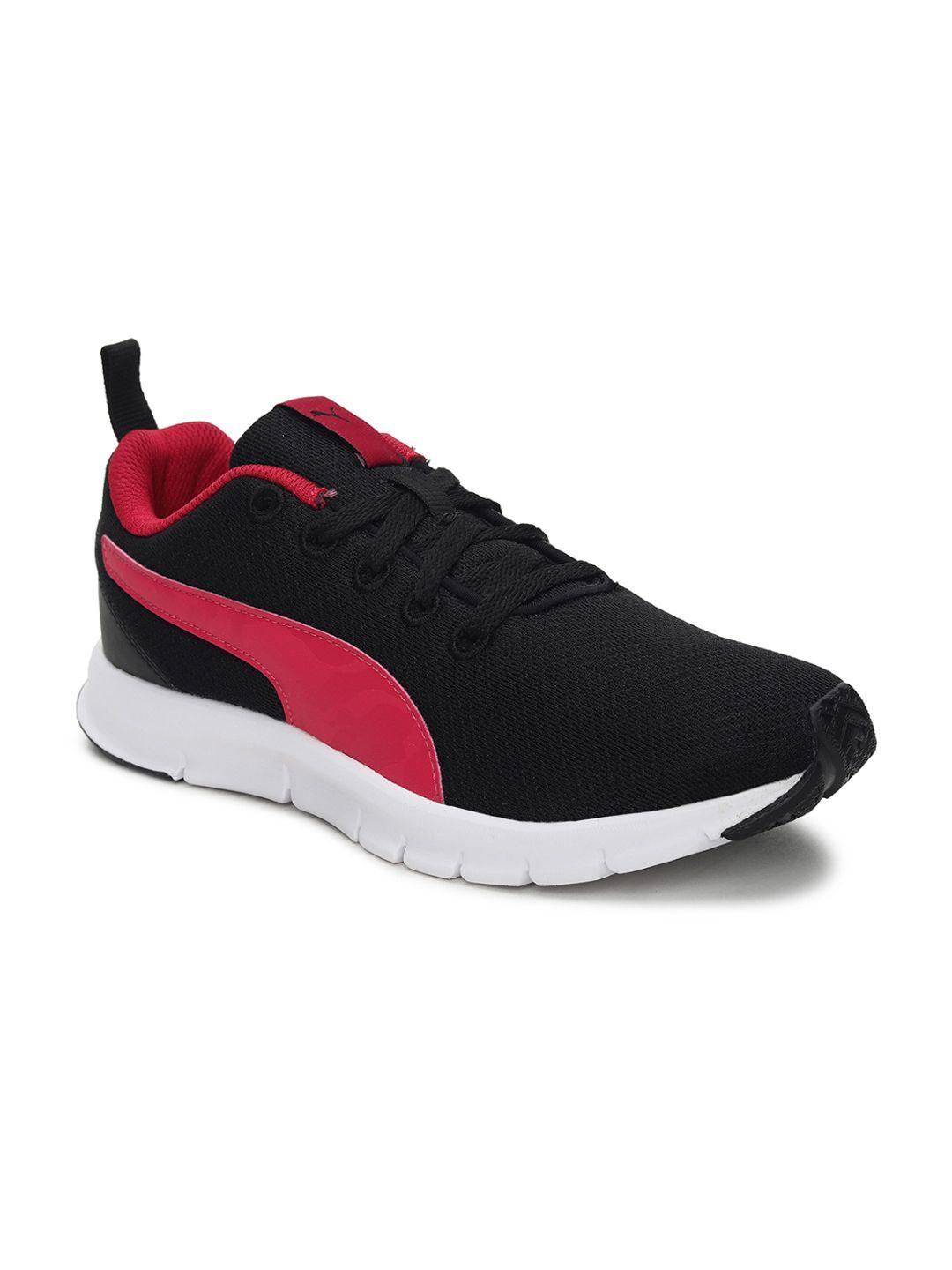 puma women black & white mesh running shoes