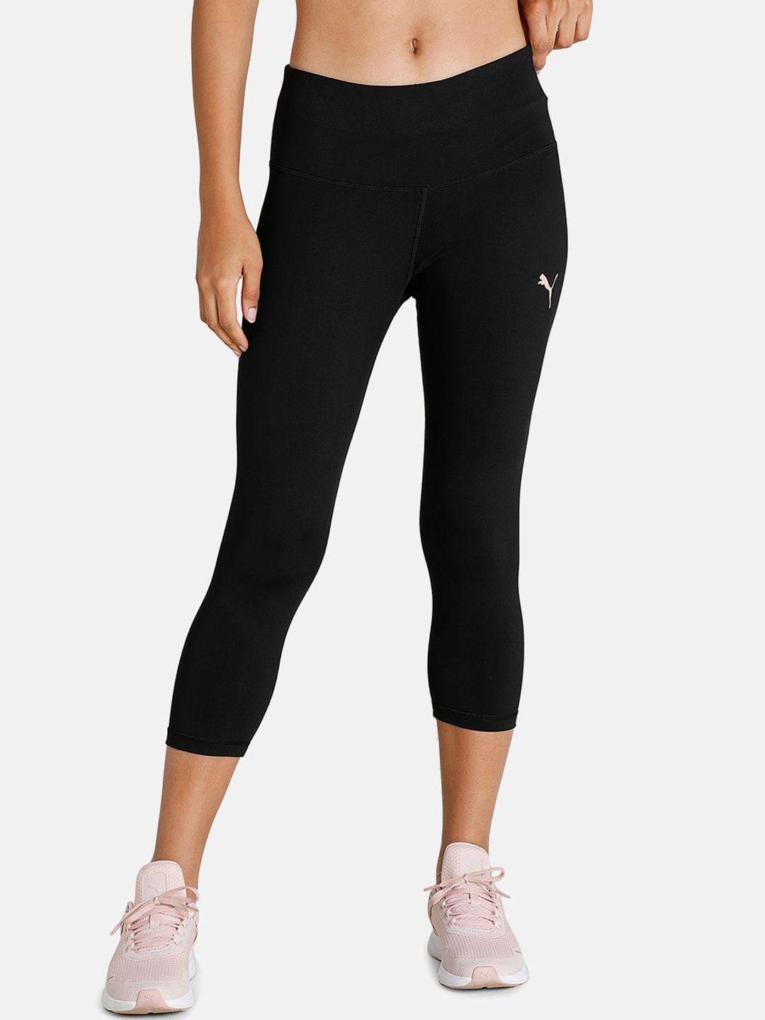 puma women black active three-fourth leggings