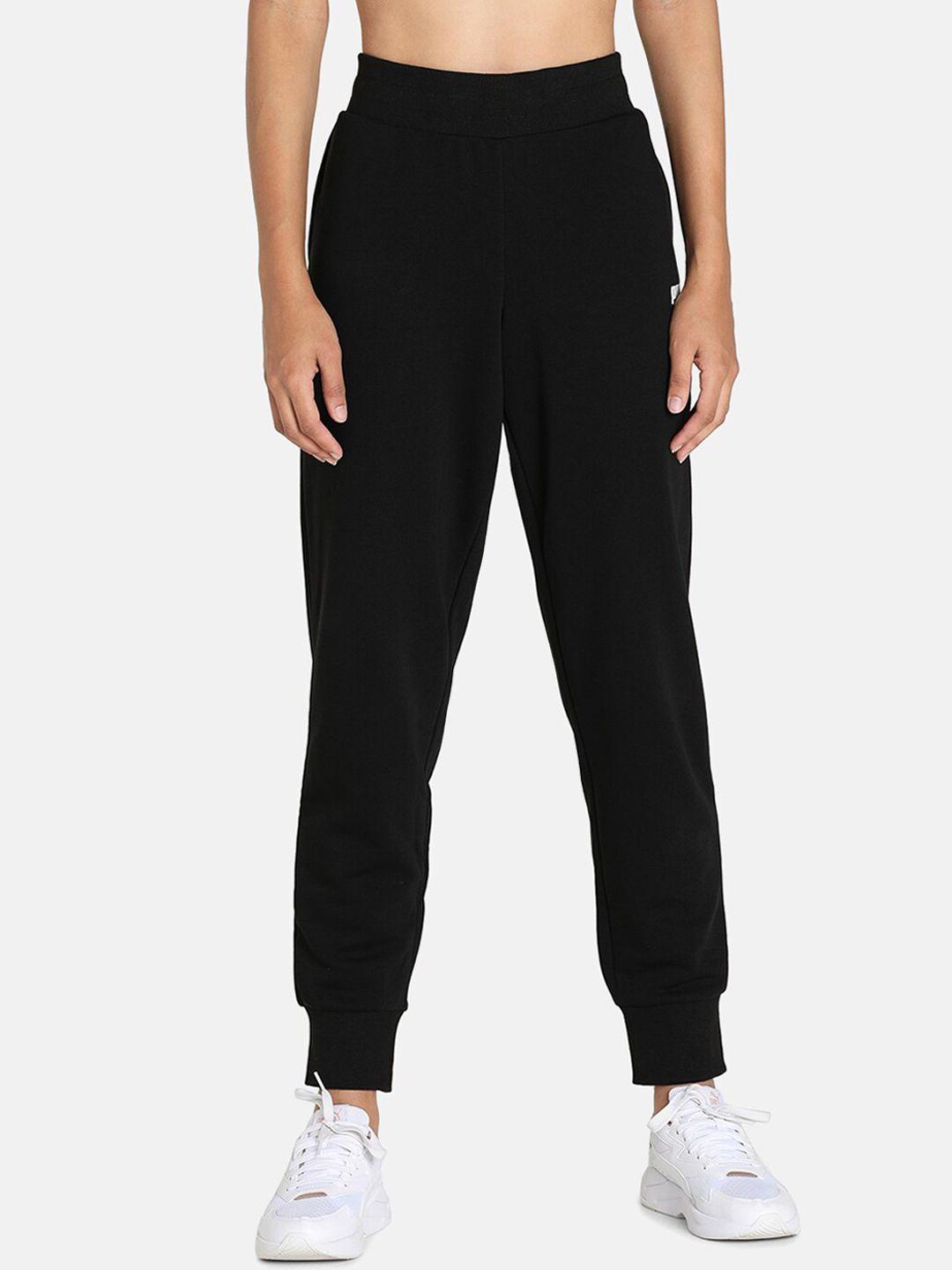 puma women black essential knitted regular fit closed track pants