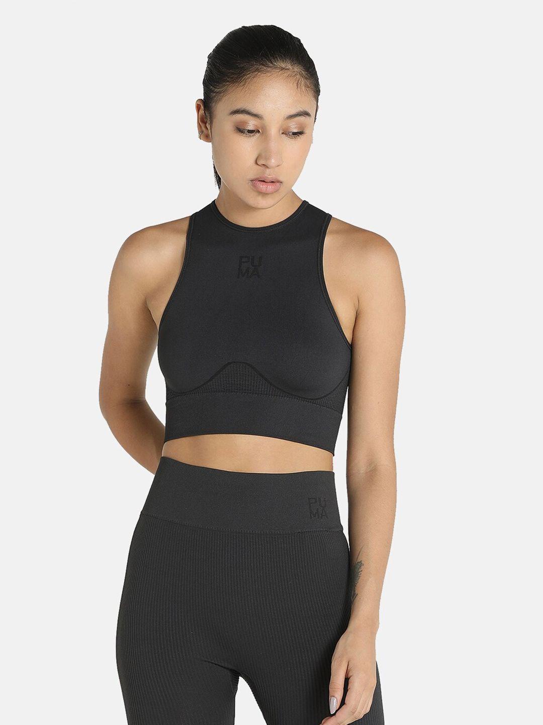 puma women black infuse evoknit cropped top