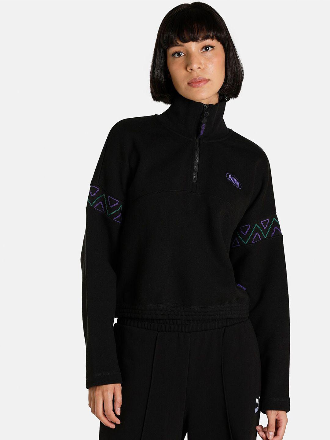 puma women black puma x p a m half zip sweatshirt