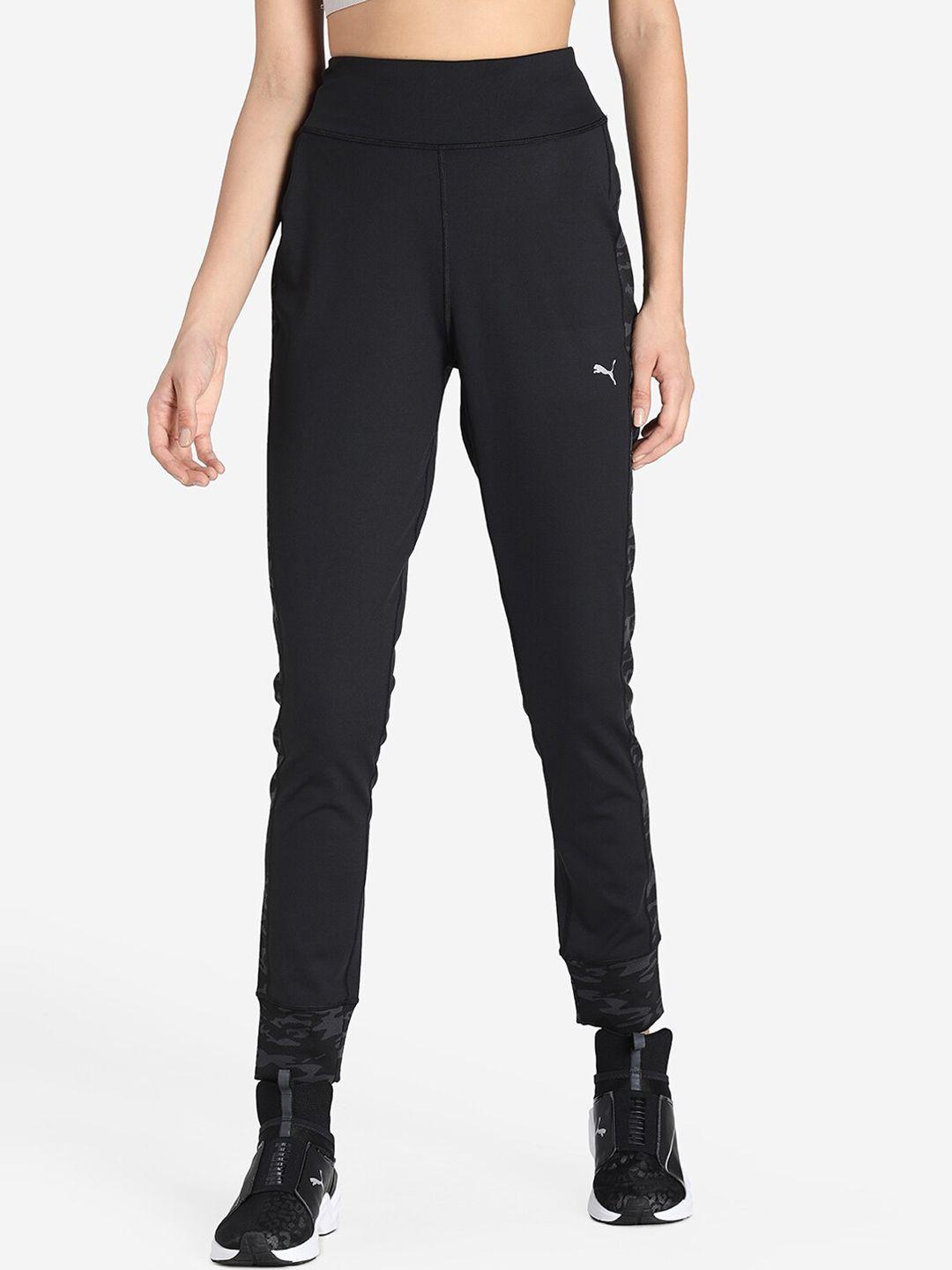 puma women black solid running joggers